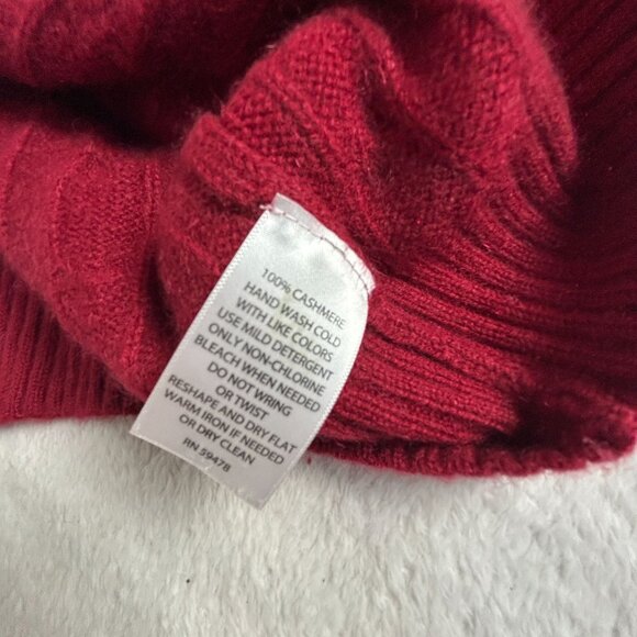 Allen Solly Womens Red Cable Knit Sweater Small 100% 2 Ply Cashmere Crew Neck - Picture 4 of 8